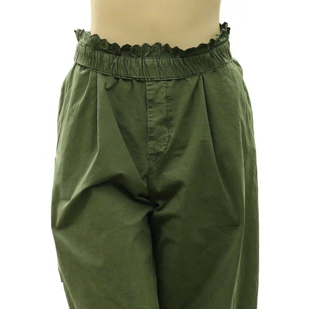 By Anthropologie Vintage Foldover Pants Barrel-Leg Pull-On Embroidered S 289185 - Picture 4 of 10